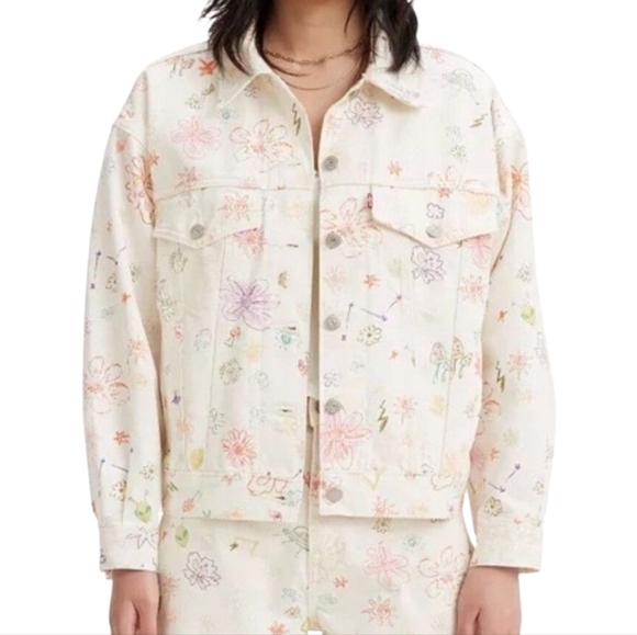 Levi's Jackets & Blazers - Levis Original Style Trucker AOP All Over Print Floral Denim Jean Women Large